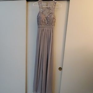 Lulus So Far Gown Grey Lace Maxi Dress